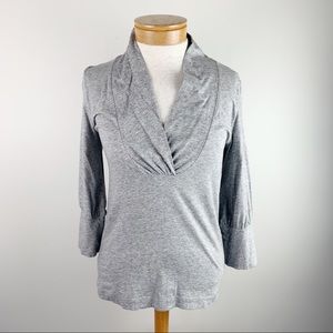 Theory Shawl Collar 3/4 sleeve Jersey Top heather